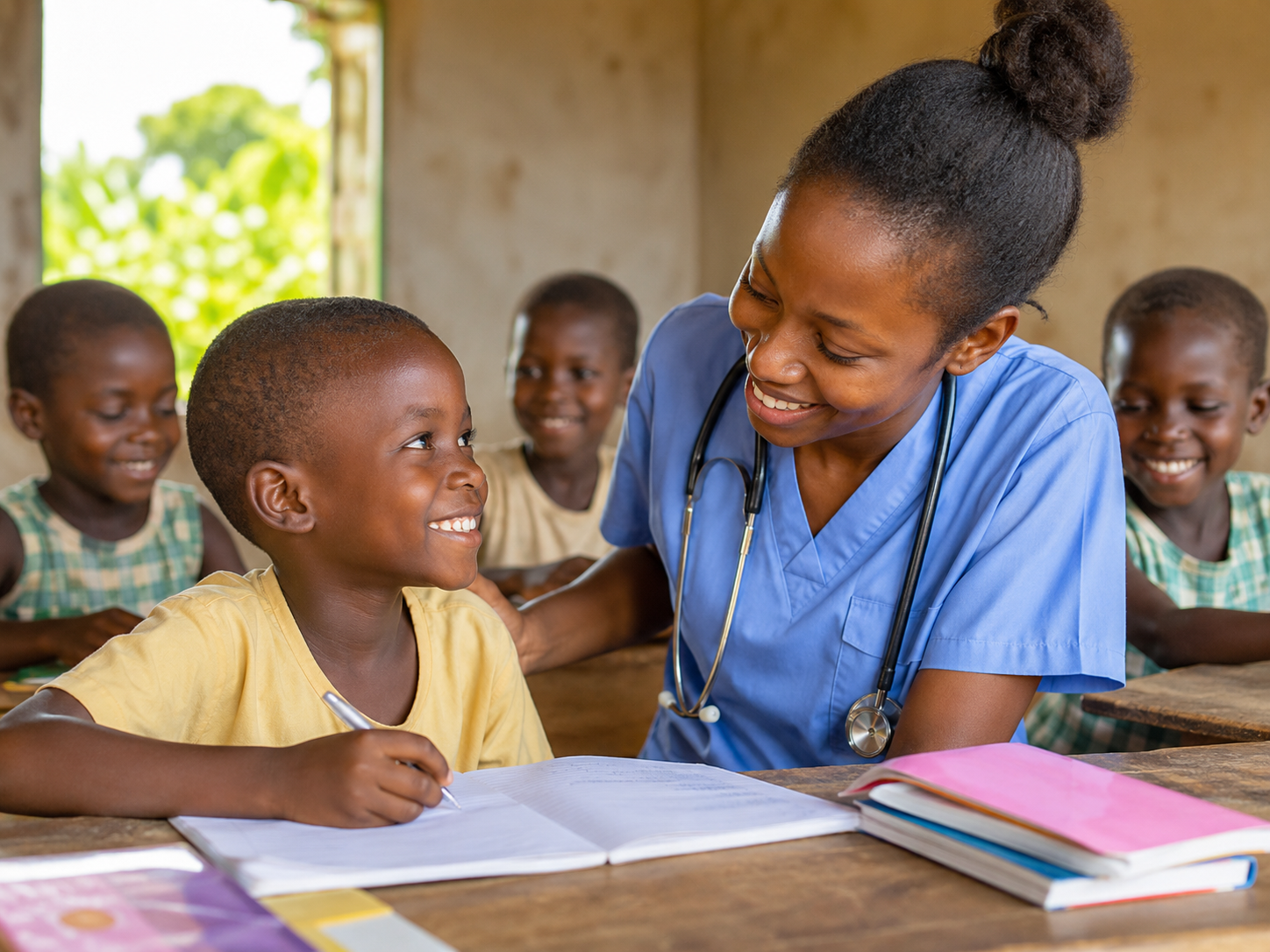 Children learning with support